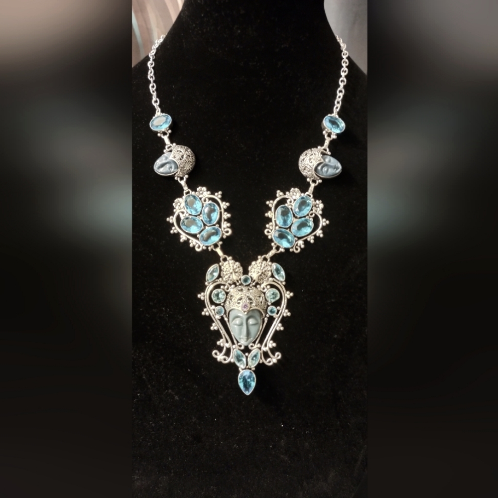 Sterling Silver Blue Topaz & Blue Turquoise Necklace